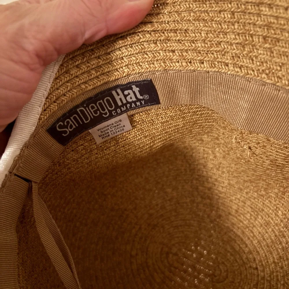 San Diego Hat Company Tan and White Wide Brim Hat - Picture 3 of 3